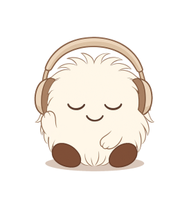 Ilustración de VIRA con auriculares, representando la sensibilidad sensorial en el autismo y la necesidad de calma